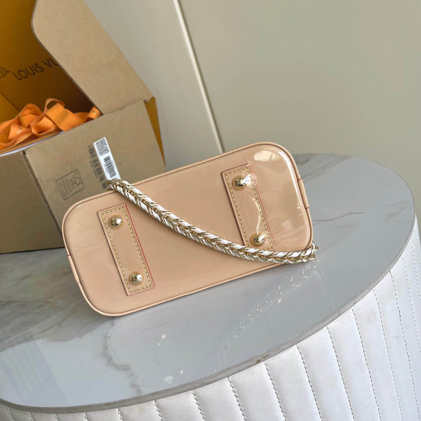 Elegant White Monogram Mini Handbag with Chain Strap