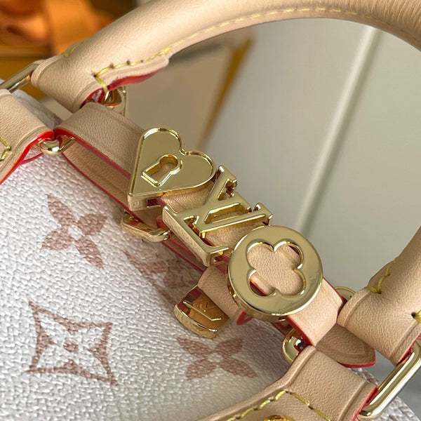 Elegant White Monogram Mini Handbag with Chain Strap