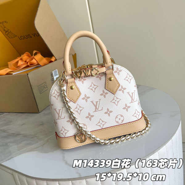 Elegant White Monogram Mini Handbag with Chain Strap