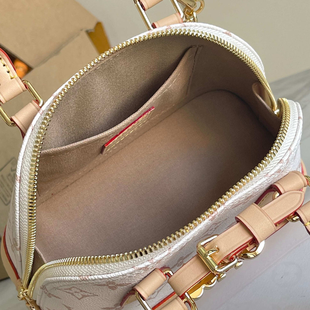 Elegant White Monogram Mini Handbag with Chain Strap