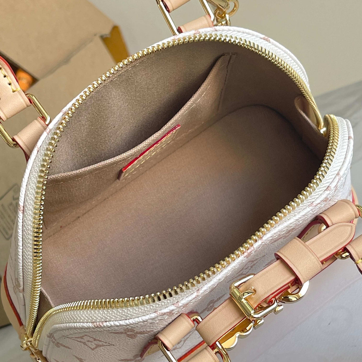 Elegant White Monogram Mini Handbag with Chain Strap