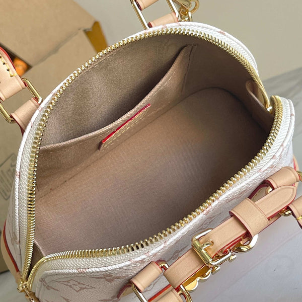 Elegant White Monogram Mini Handbag with Chain Strap