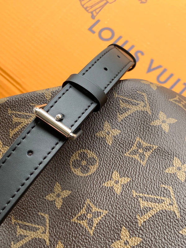 Monogram Canvas Structured Handbag with Black Leather-Style Trim
