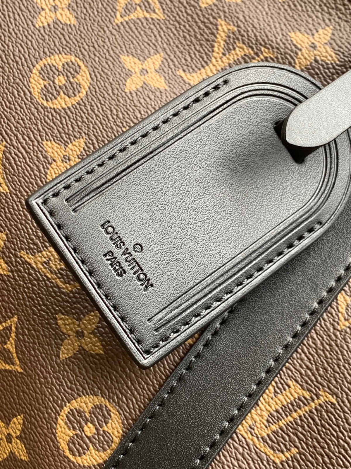 Monogram Canvas Structured Handbag with Black Leather-Style Trim