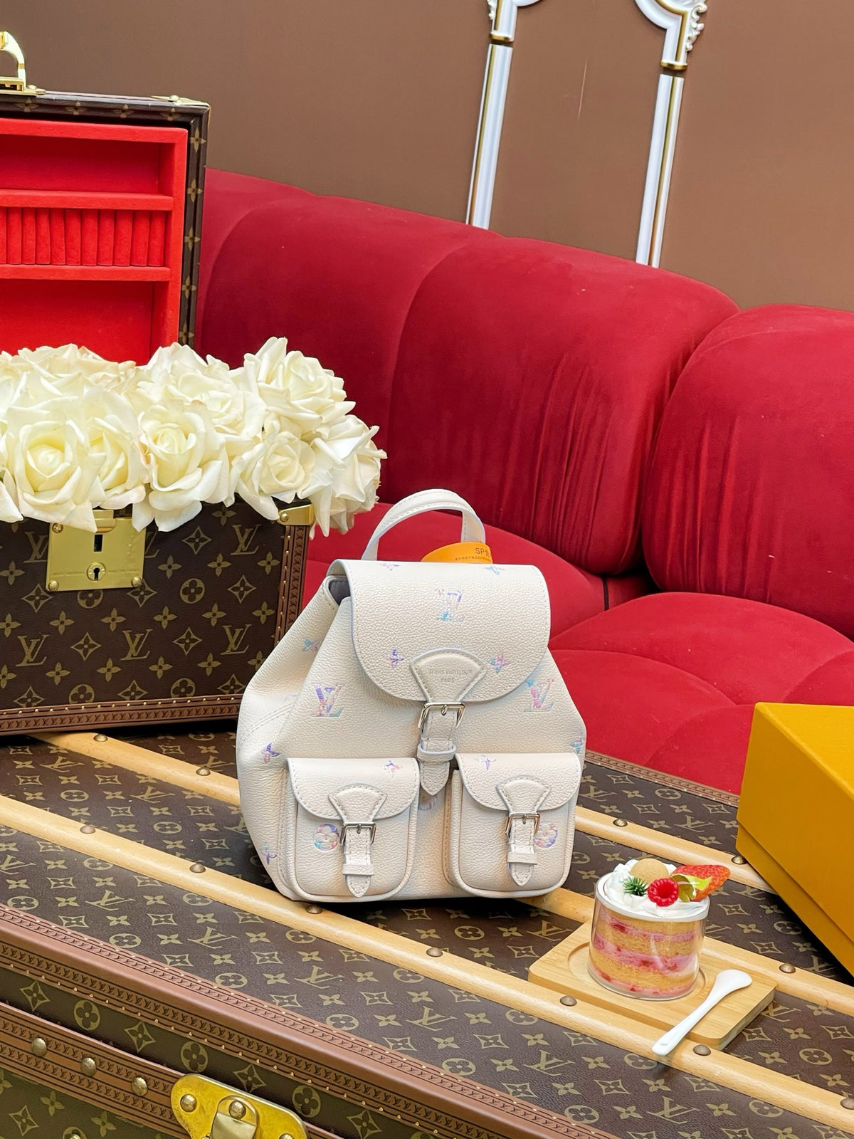 Cute White Teddy Bear Mini Backpack – Plush Character Bag