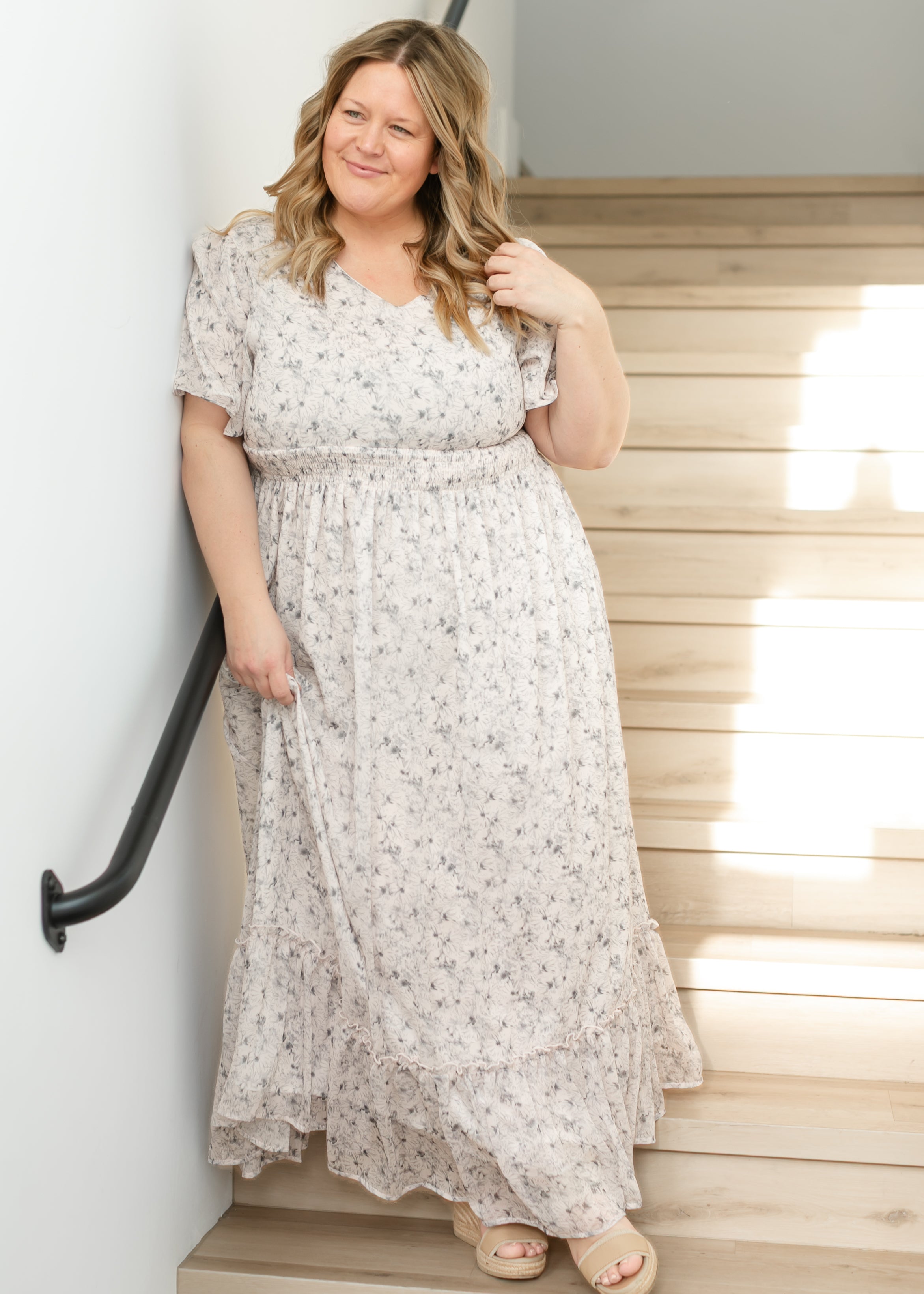 Isabella Blue Floral V Neck Maxi Dress Secondary image