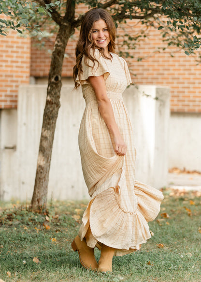 Isabella Windowpane Maxi Dress - FINAL SALE