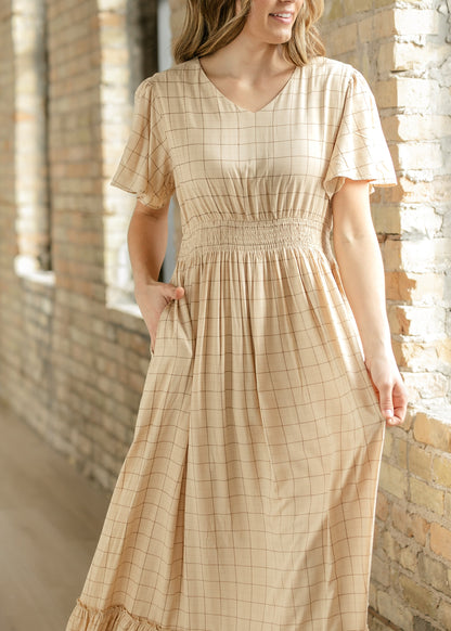 Isabella Windowpane Maxi Dress - FINAL SALE