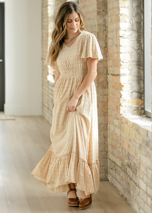 Isabella Windowpane Maxi Dress - FINAL SALE