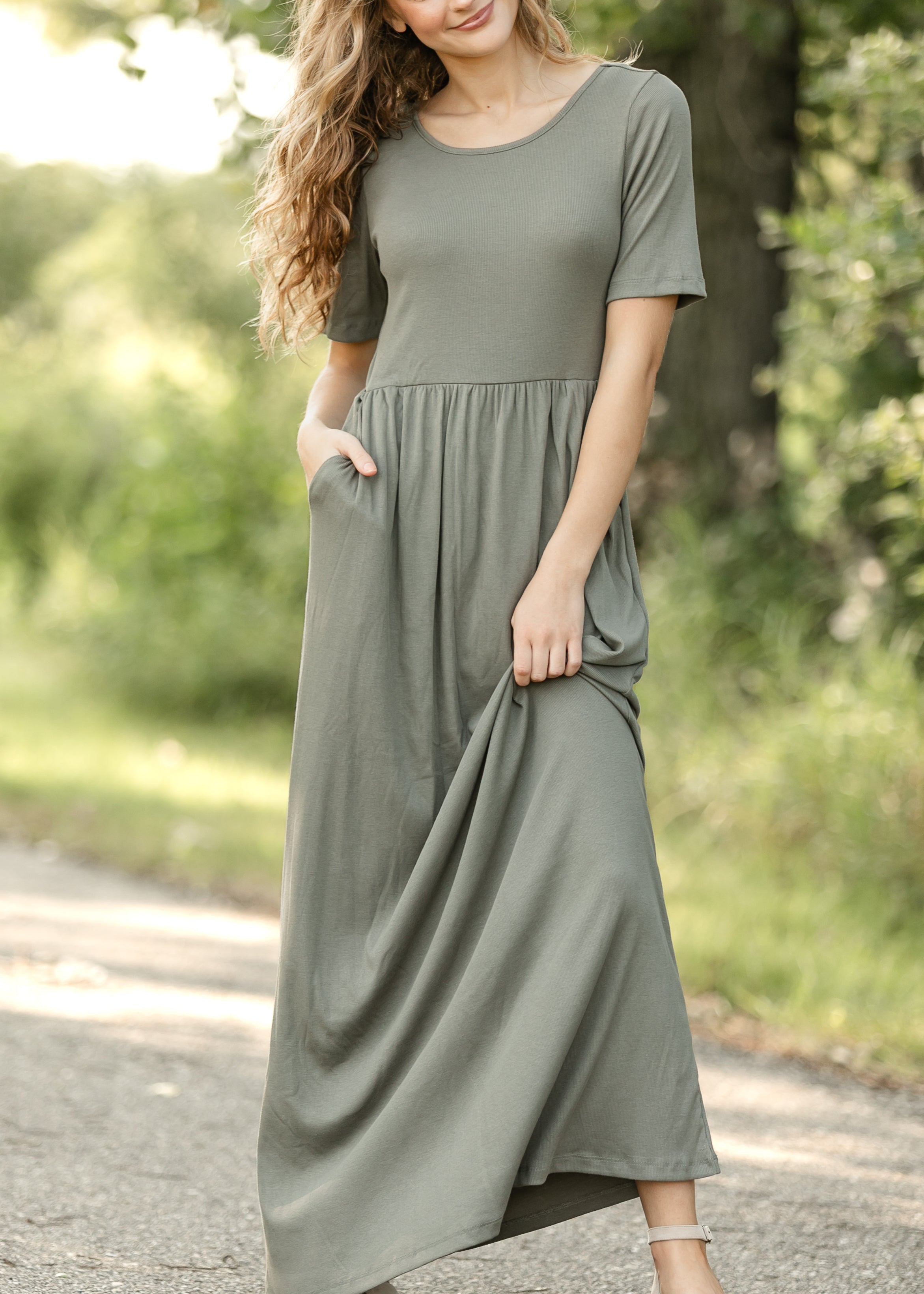 Jasmine Olive Ribbed Maxi Dress Secondary image