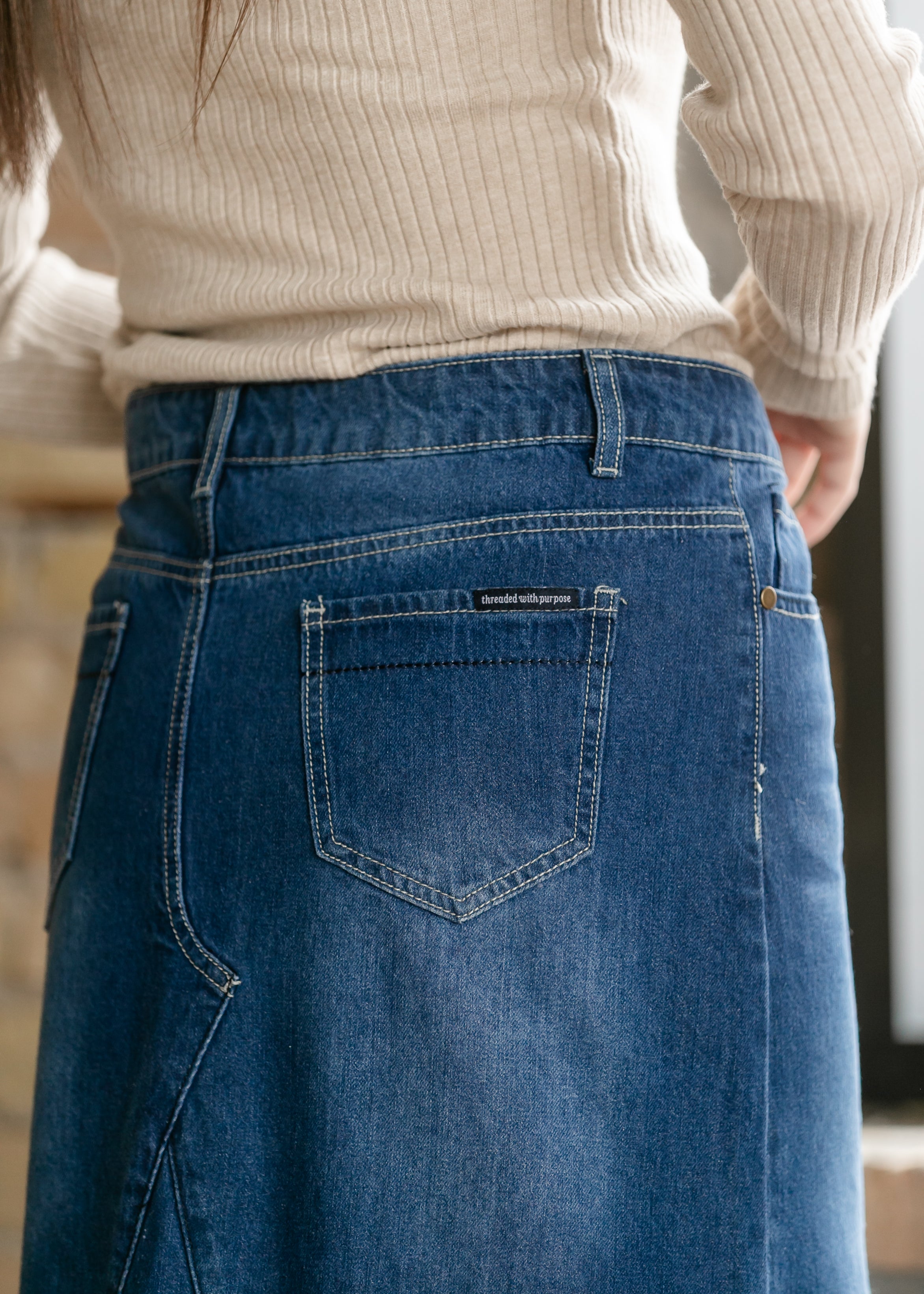 Jennifer A-Line Long Denim Skirt Secondary image