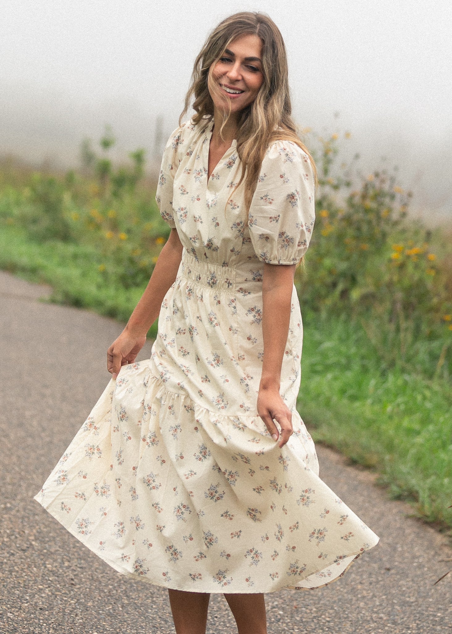 Katrina Half Sleeve Floral Midi Dress Main image