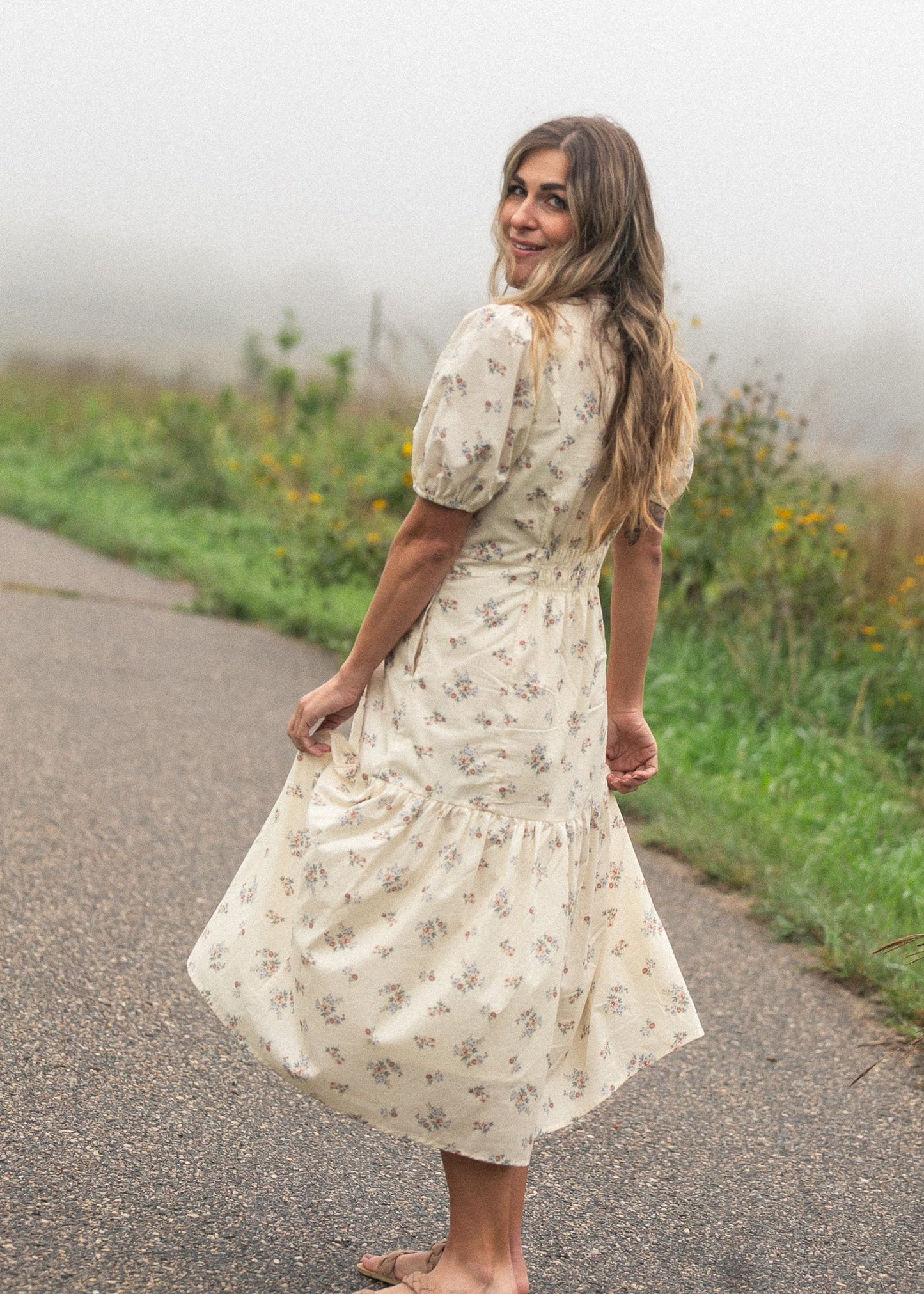 Katrina Half Sleeve Floral Midi Dress - product image 13