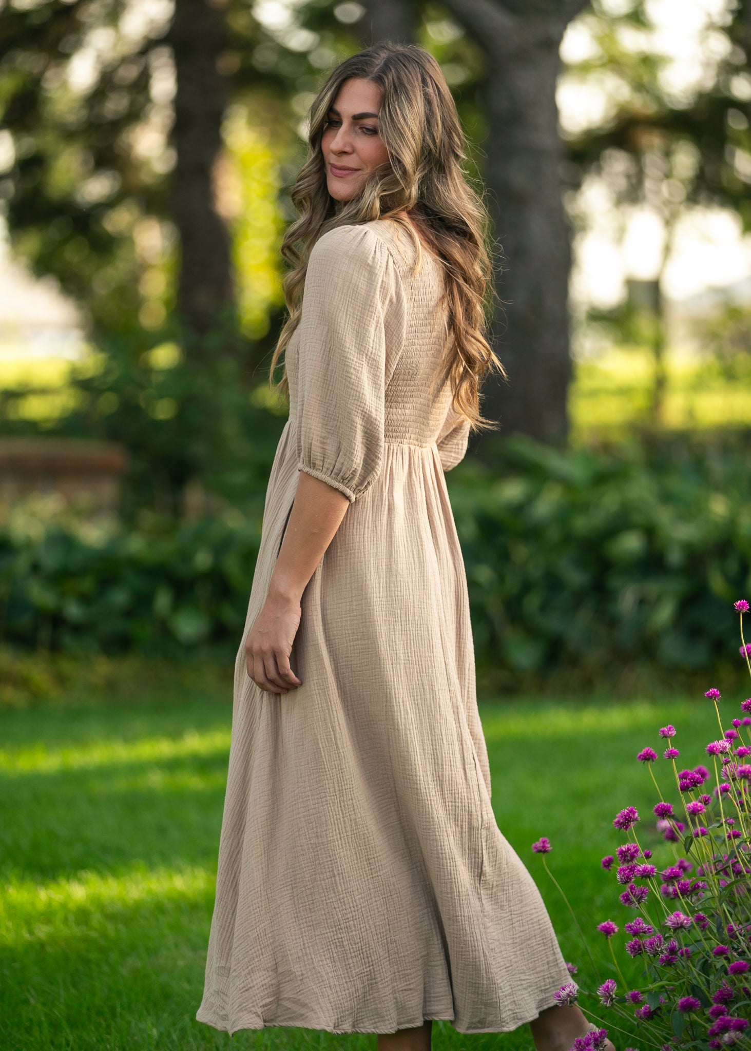 Kayleen Tan Smocked Bodice Gauze Dress - product image 8