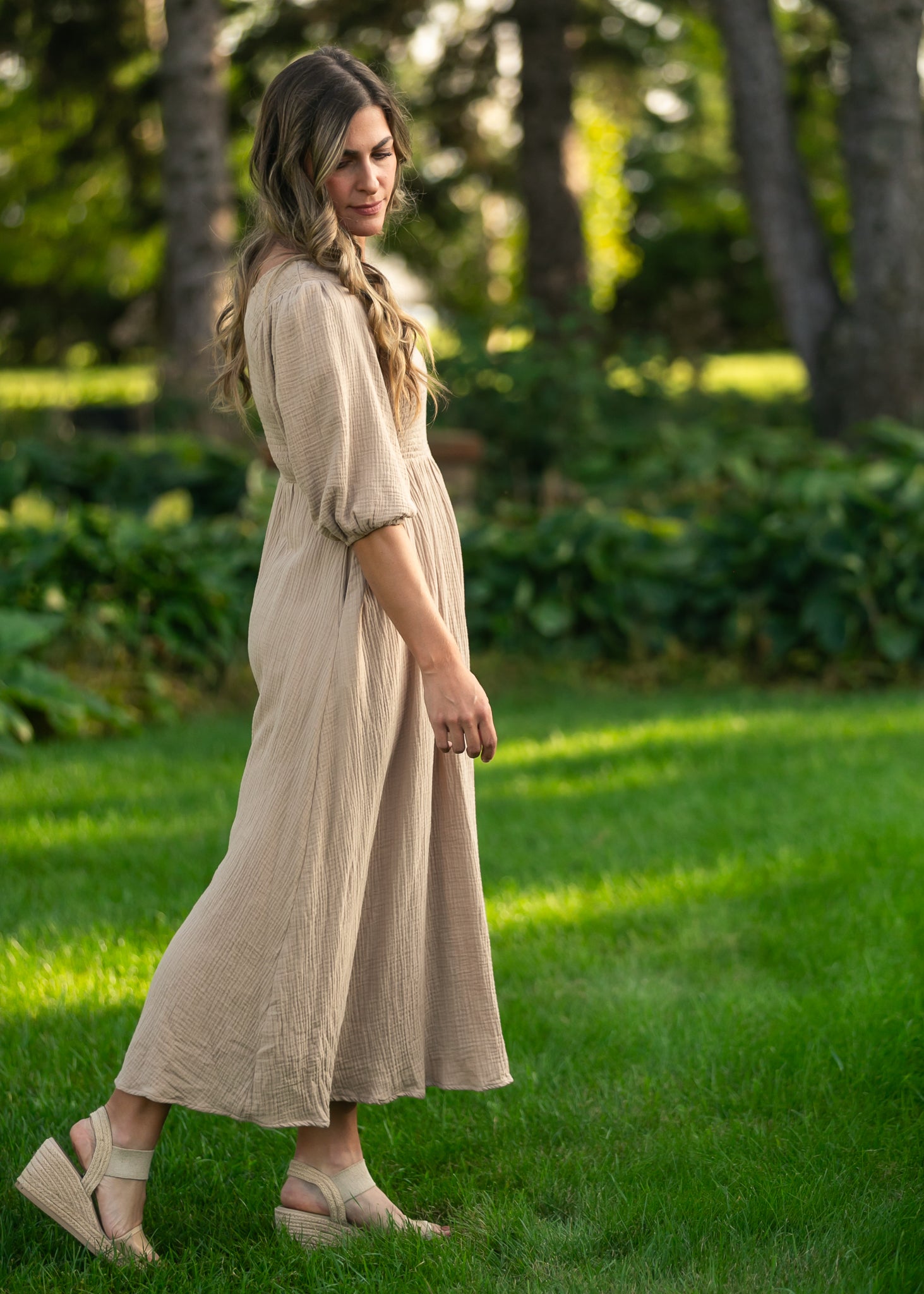 Kayleen Tan Smocked Bodice Gauze Dress - product image 5