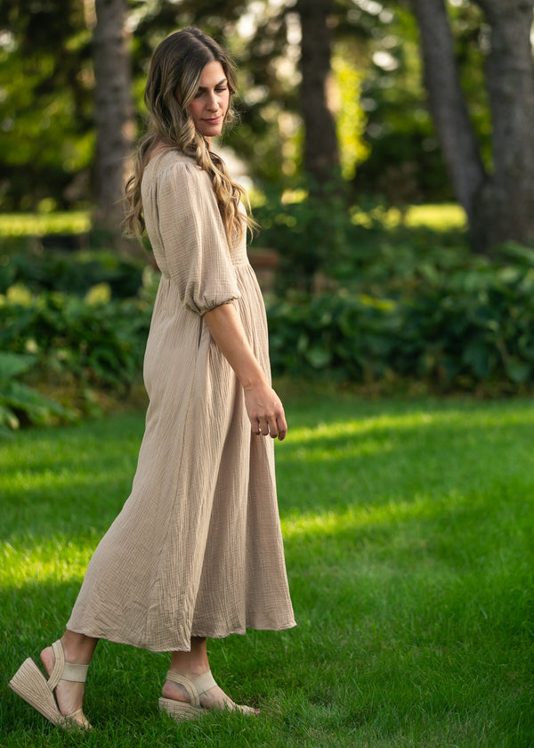 Kayleen Tan Smocked Bodice Gauze Dress - product image 5