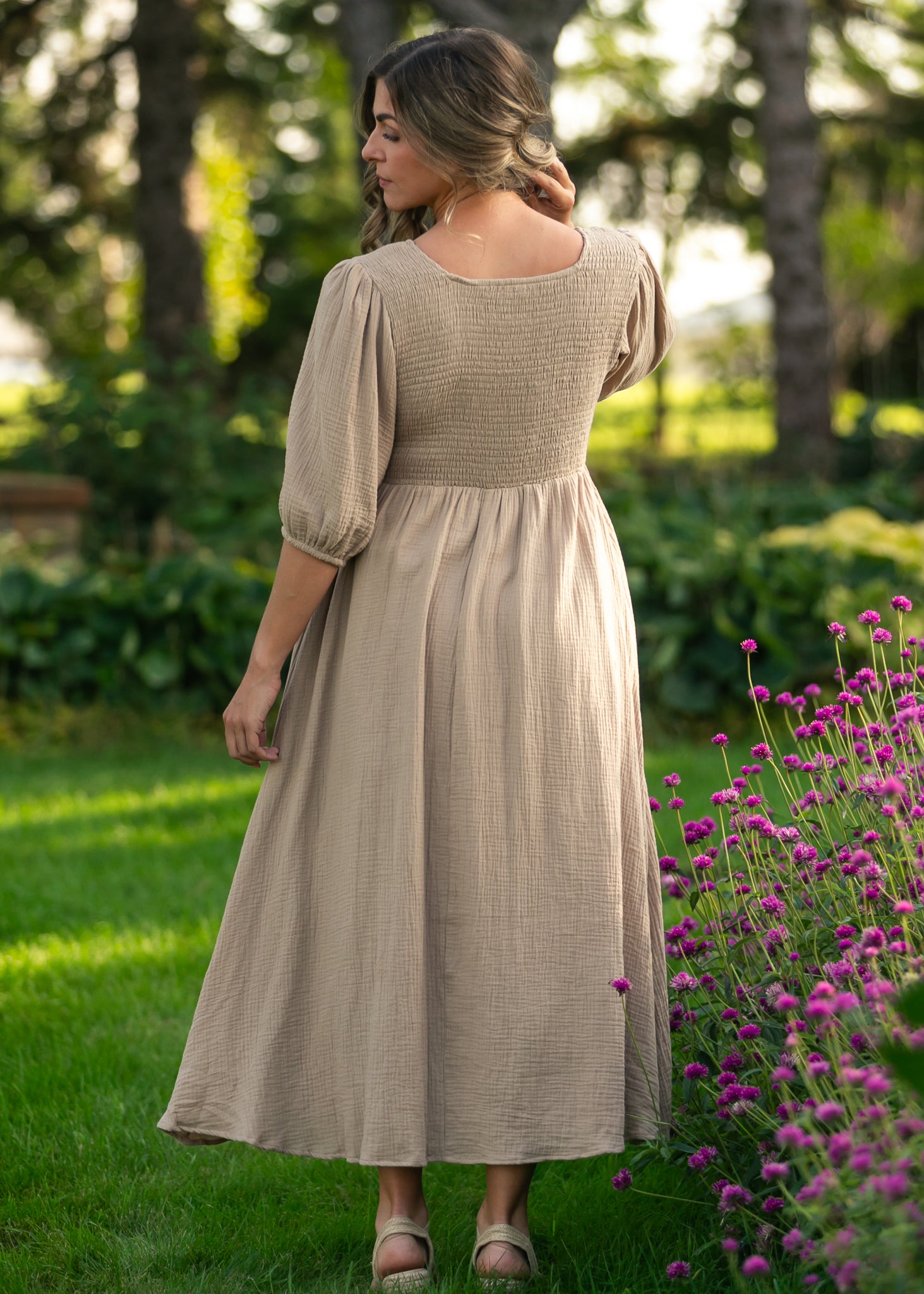 Kayleen Tan Smocked Bodice Gauze Dress - product image 4