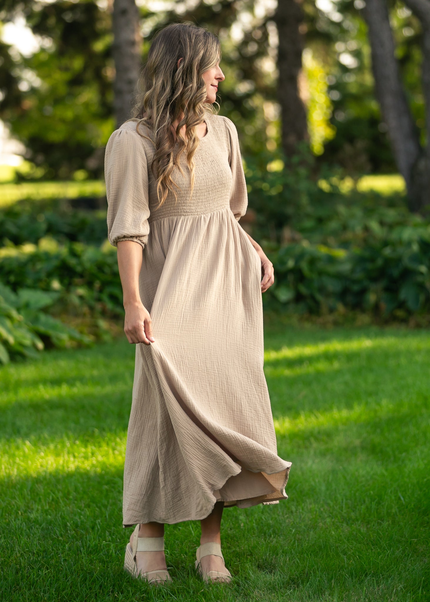 Kayleen Tan Smocked Bodice Gauze Dress - product image 9