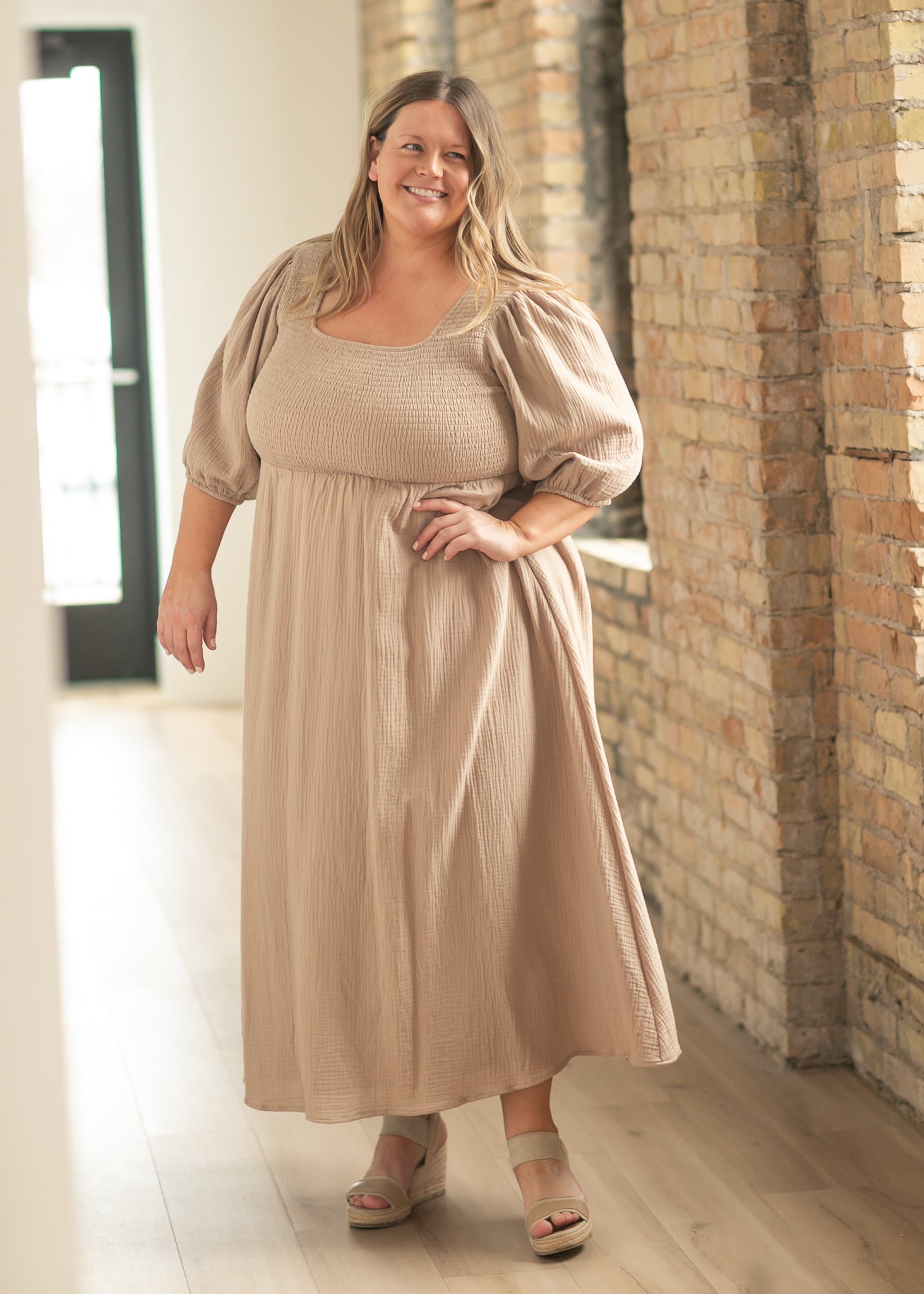 Kayleen Tan Smocked Bodice Gauze Dress Secondary image