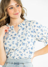 Laurel V-neck Floral Short Sleeve Top