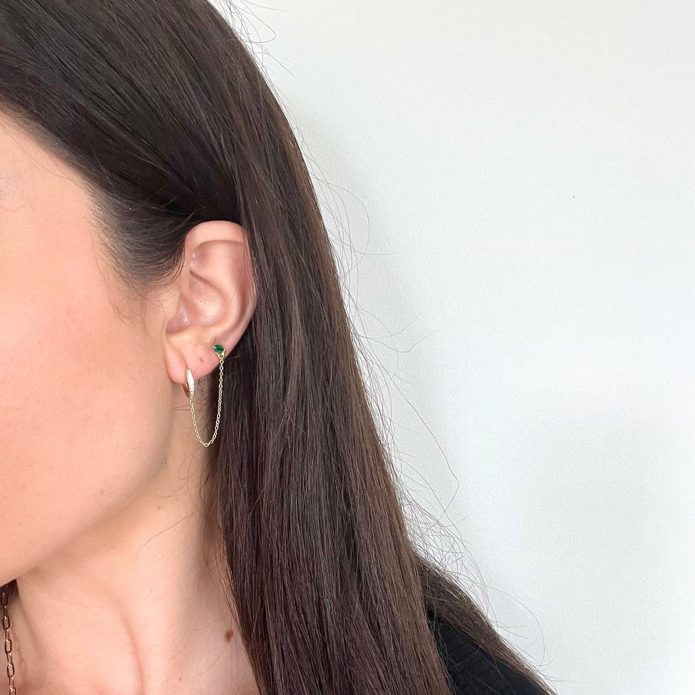 Lilou Emerald Chain Drop Earring Secondary image