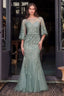 Maxi Tulle Mermaid Special Occasion Gown w/ Caplet & Sequins Embroidery CDMA105