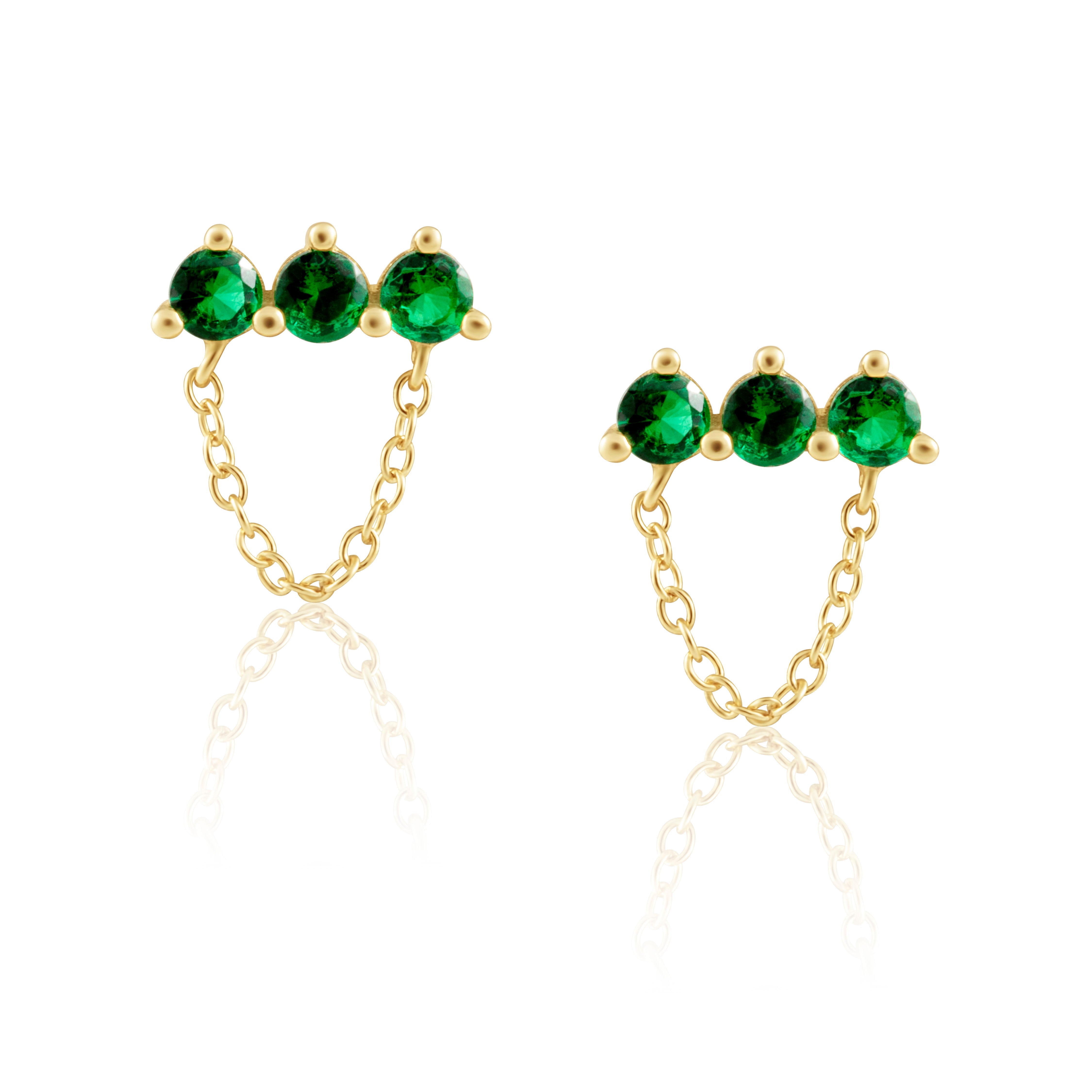 Magda Emerald Chain Studs Main image