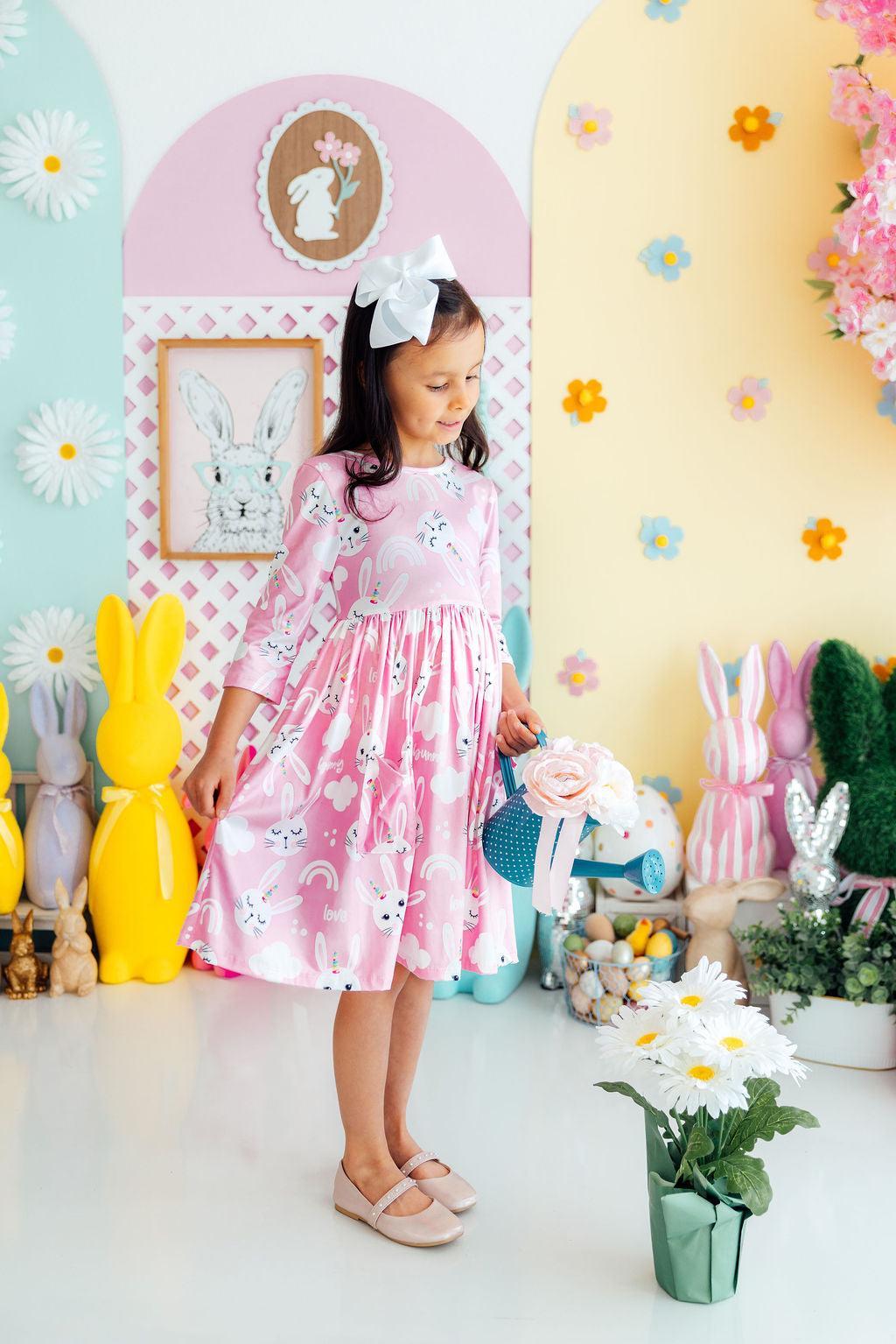 Bunny Love 3/4 Sleeve Pocket Twirl Dress Main image