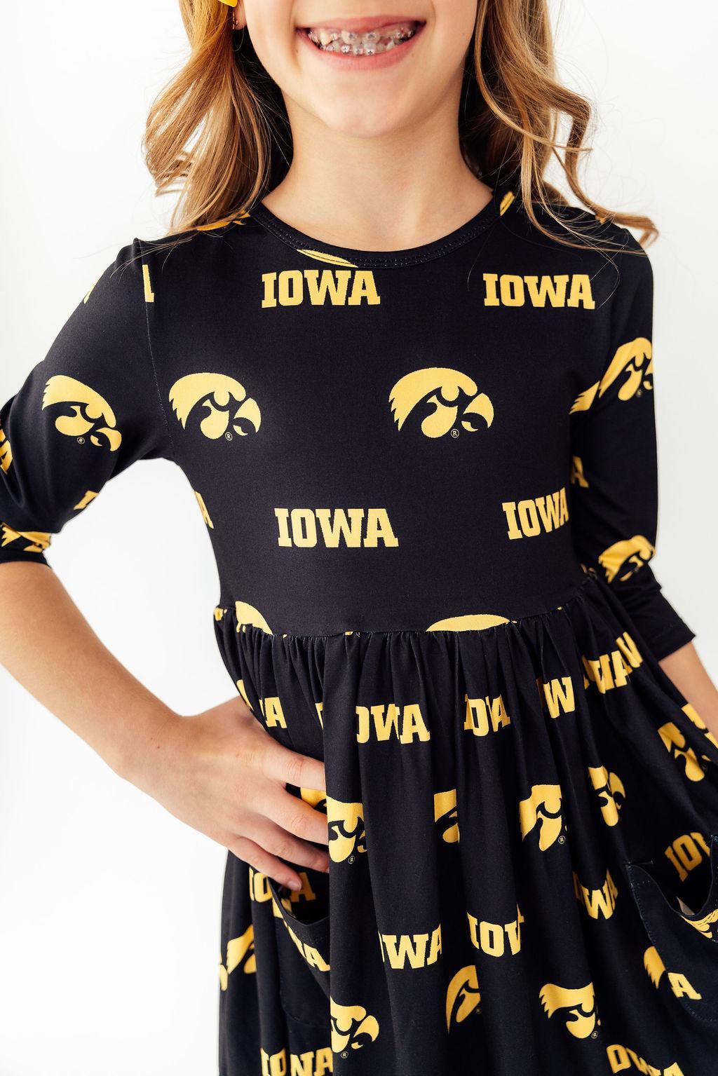Iowa Black Tigerhawk 3/4 Sleeve Pocket Twirl Dress Secondary image