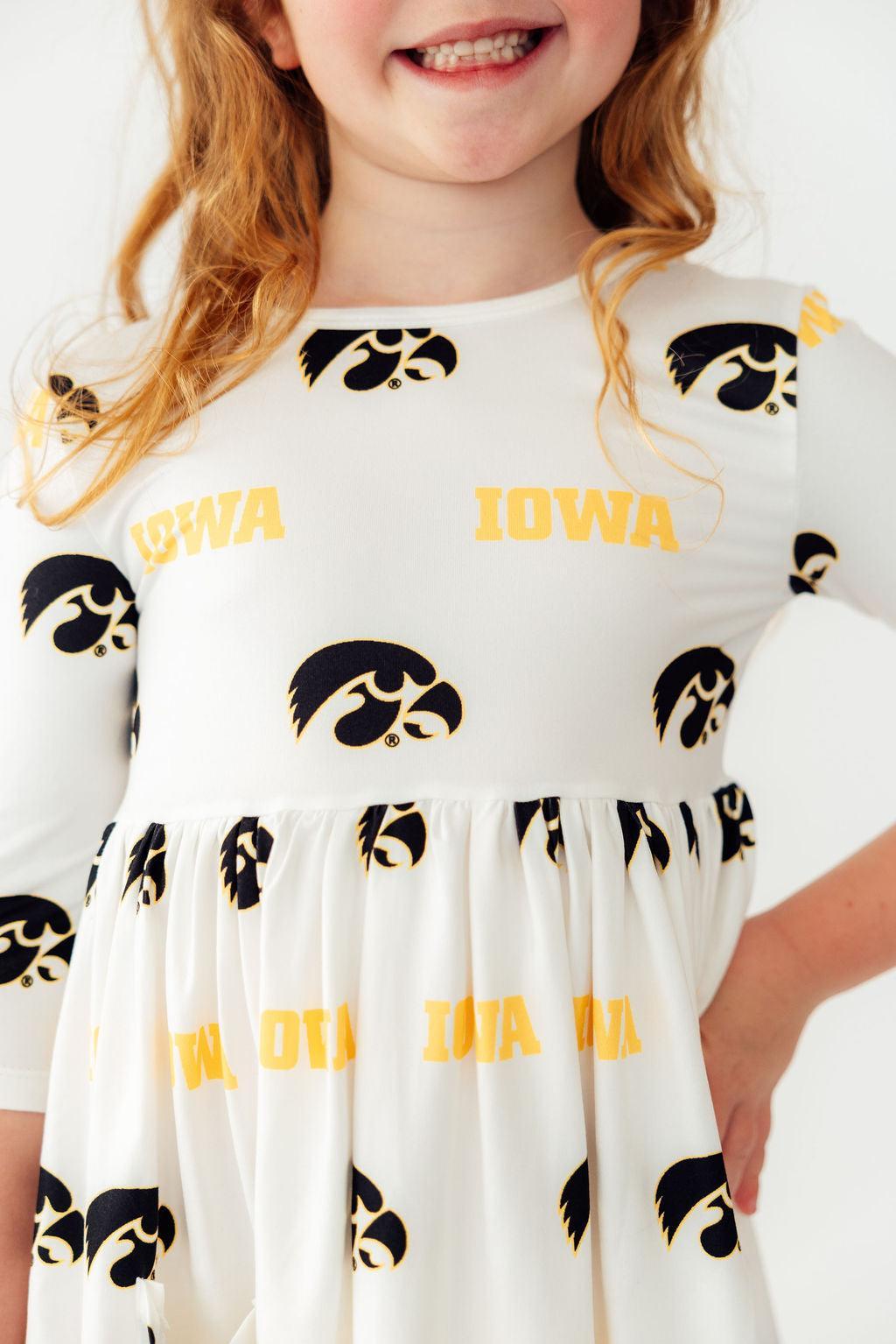 Iowa White Tigerhawk 3/4 Sleeve Pocket Twirl Dress Secondary image