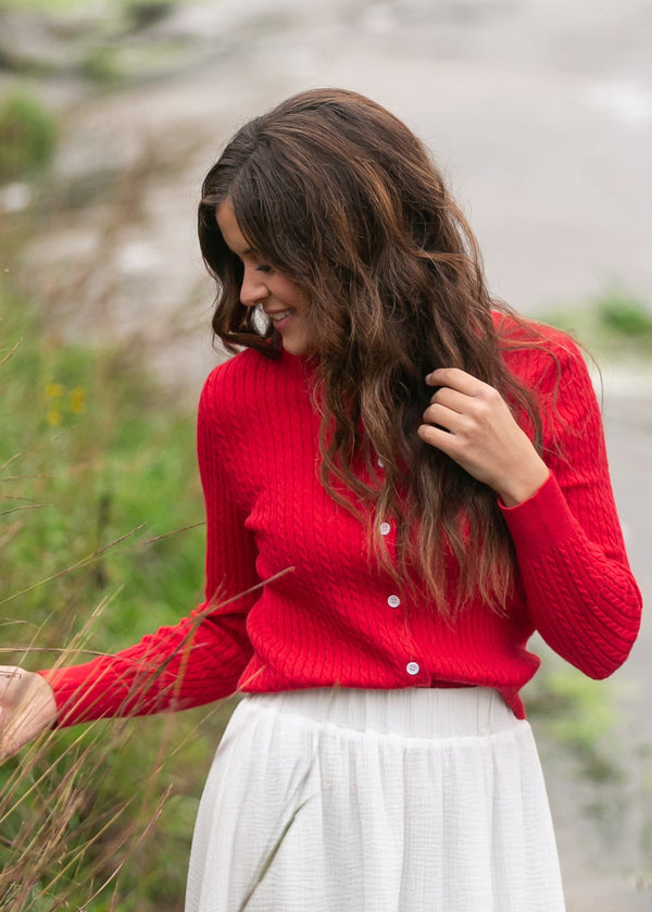 Mason Red Button Up Cardigan