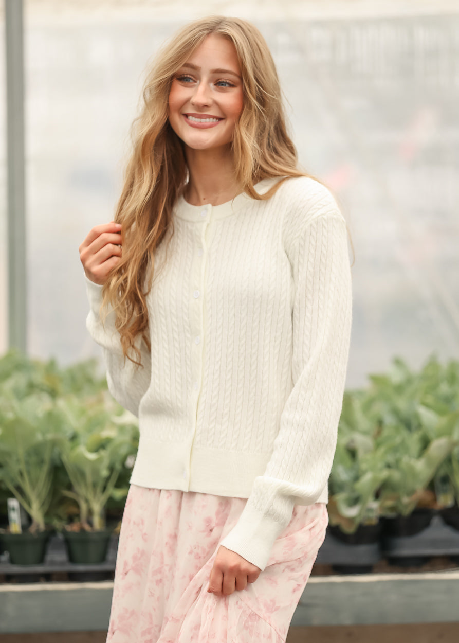Mason White Button Up Cardigan Main image
