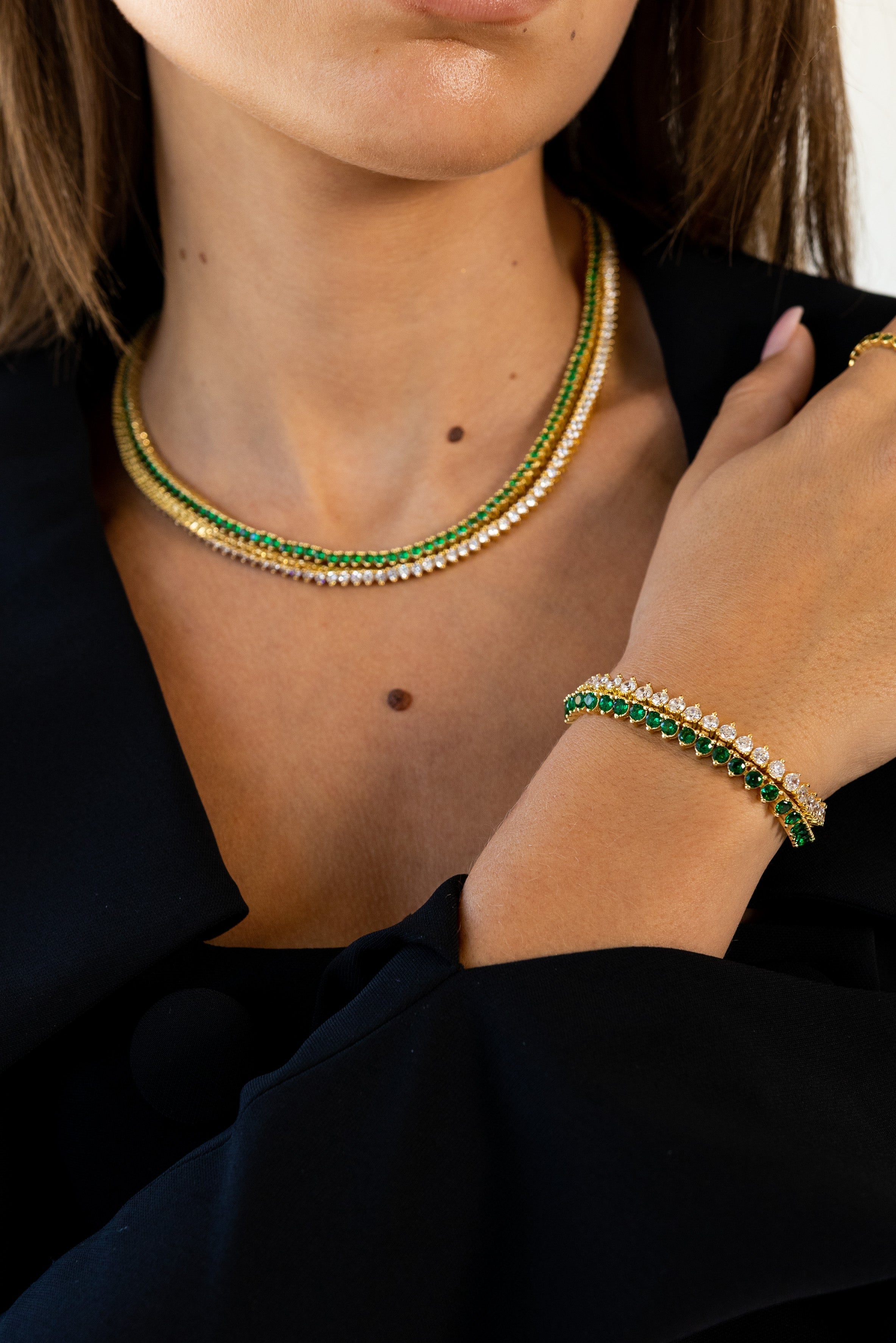 Melinda Tennis Necklace - Emerald Secondary image
