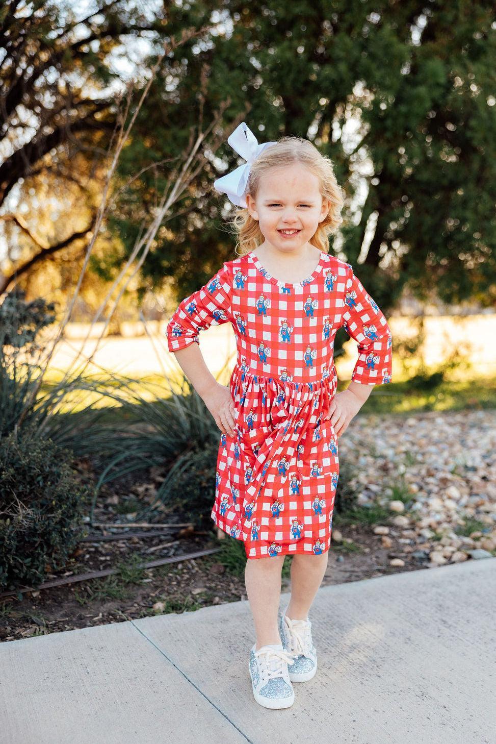 Nebraska Plaid Herbie Husker 3/4 Sleeve Pocket Twirl Dress Secondary image