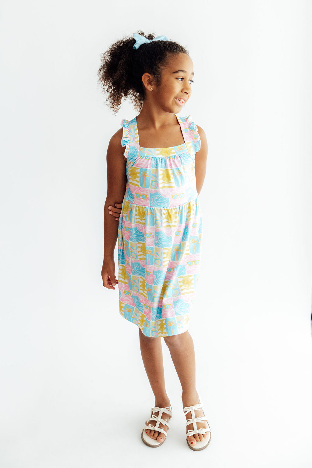 Tropical Summer Ruffle Cross Back Dress Secondary image