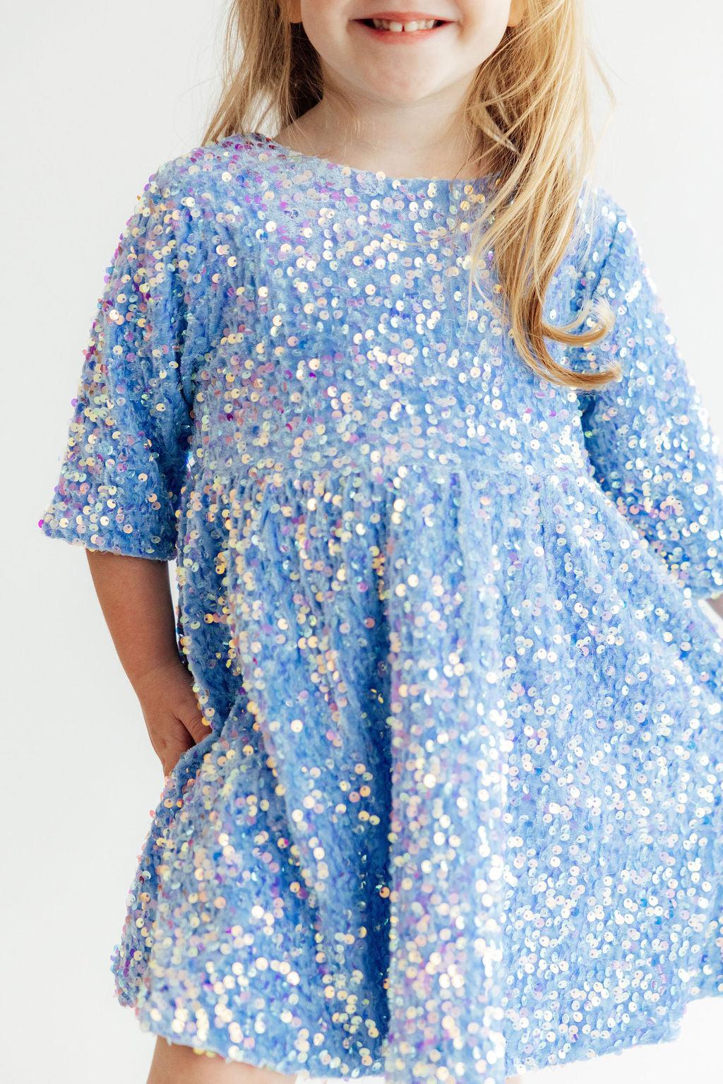 Light Blue Velvet Sequin Dress Secondary image