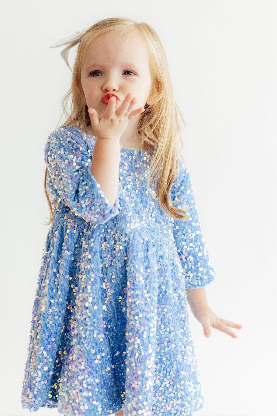 Light Blue Velvet Sequin Dress Main image