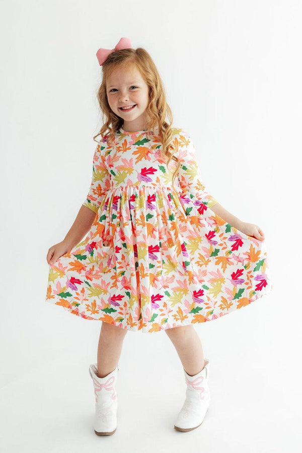 Falling Leaves 3/4 Sleeve Pocket Twirl Dress