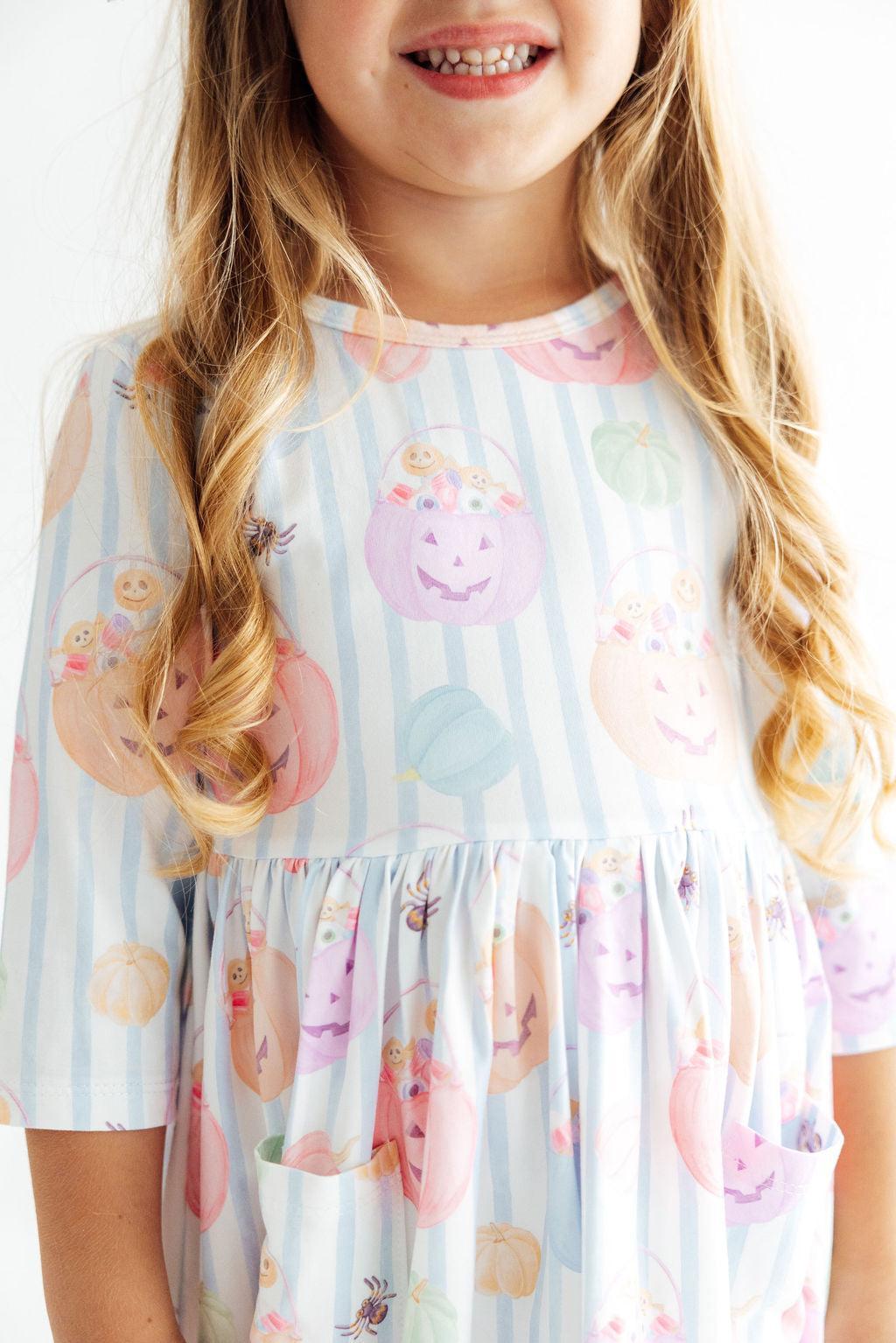Here for the Candy 3/4 Sleeve Pocket Twirl Dress Main image