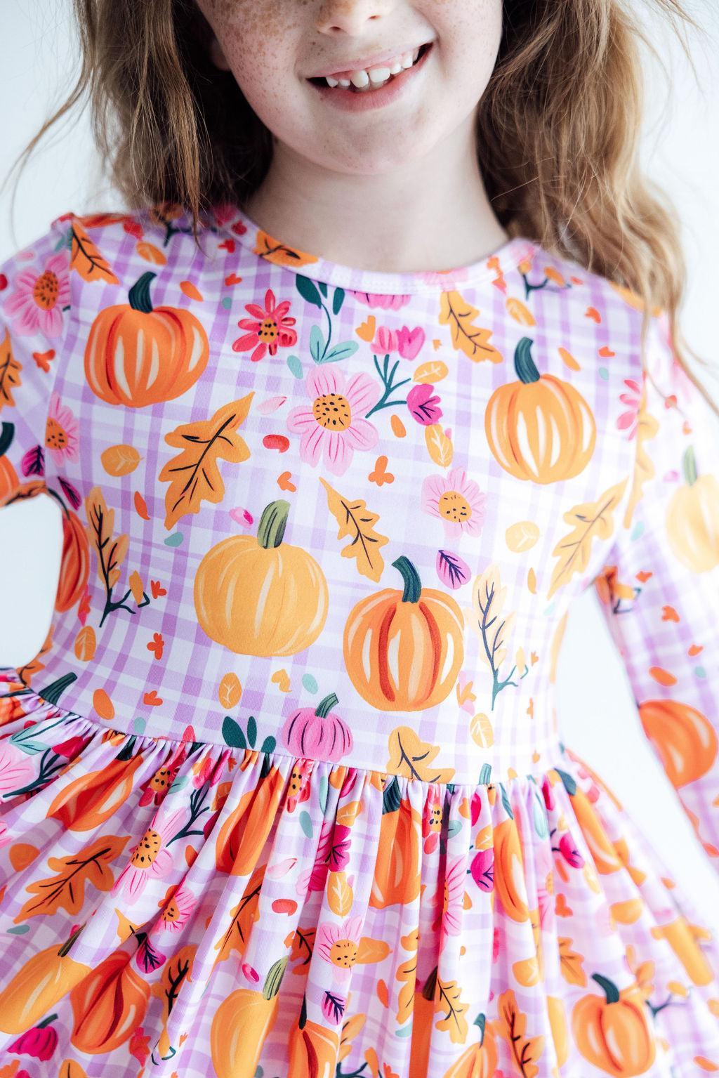 Pumpkin Party 3/4 Sleeve Pocket Twirl Dress Main image