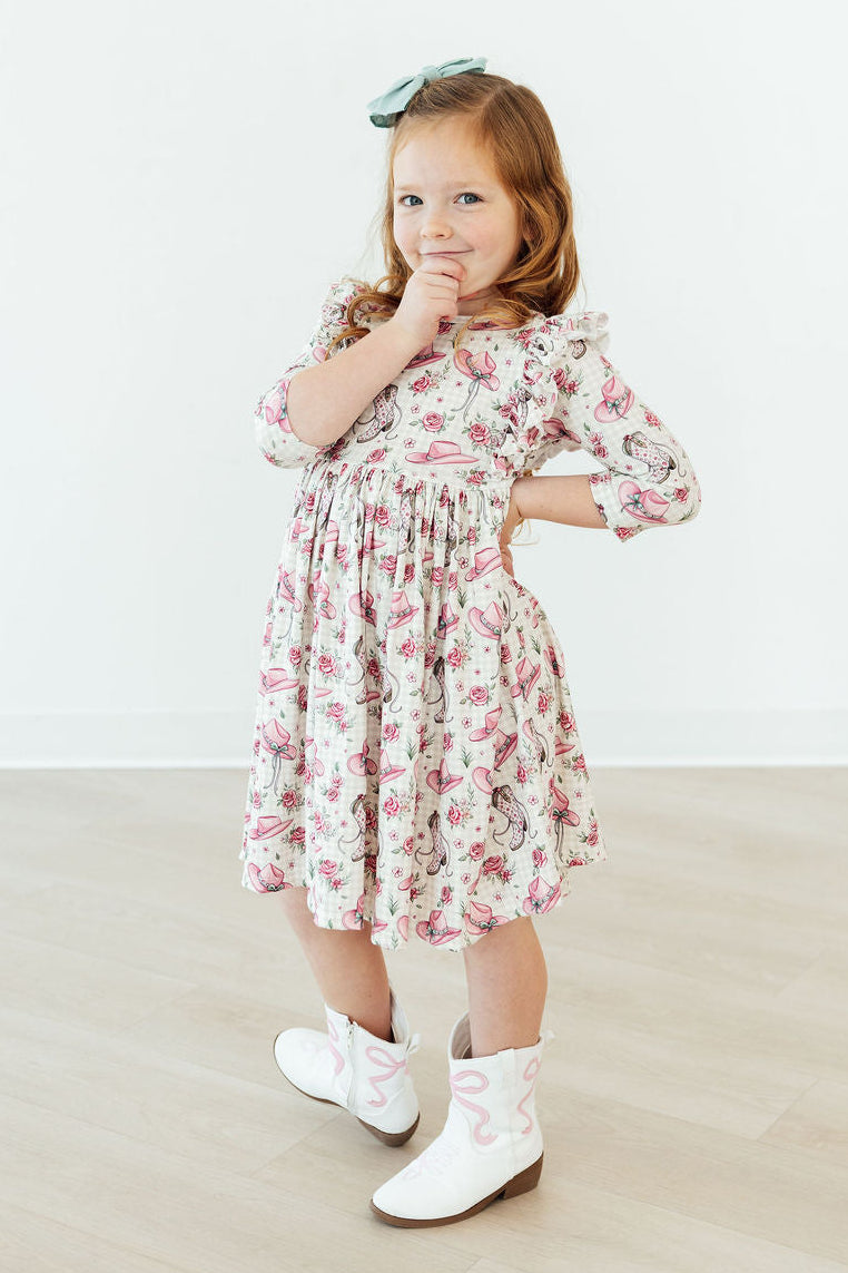 Cowgirl Cutie 3/4 Sleeve Ruffle Twirl Dress Secondary image