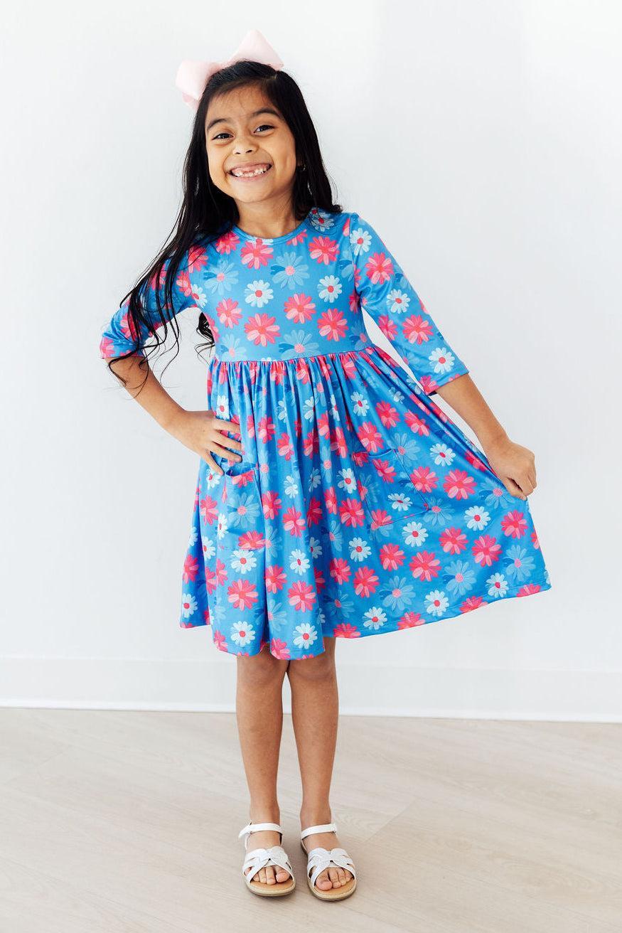 Cotton Candy Daisy 3/4 Sleeve Pocket Twirl Dress Secondary image