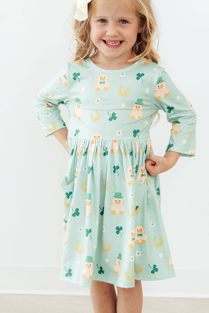 Lucky Duck 3/4 Sleeve Pocket Twirl Dress Main image