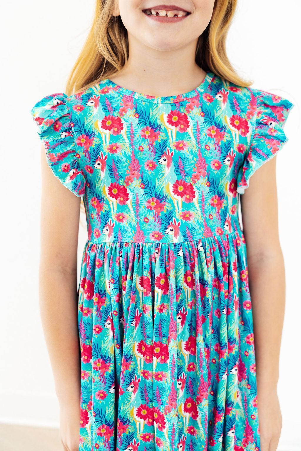 Lovely Llamas Flutter Sleeve Twirl Dress Main image