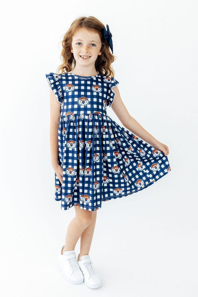 Auburn Plaid Aubie Flutter Twirl Dress Main image