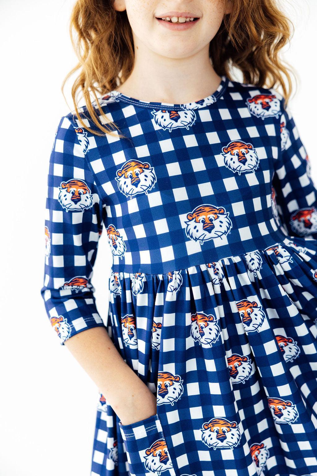 Auburn Plaid Aubie 3/4 Sleeve Pocket Twirl Dress Secondary image