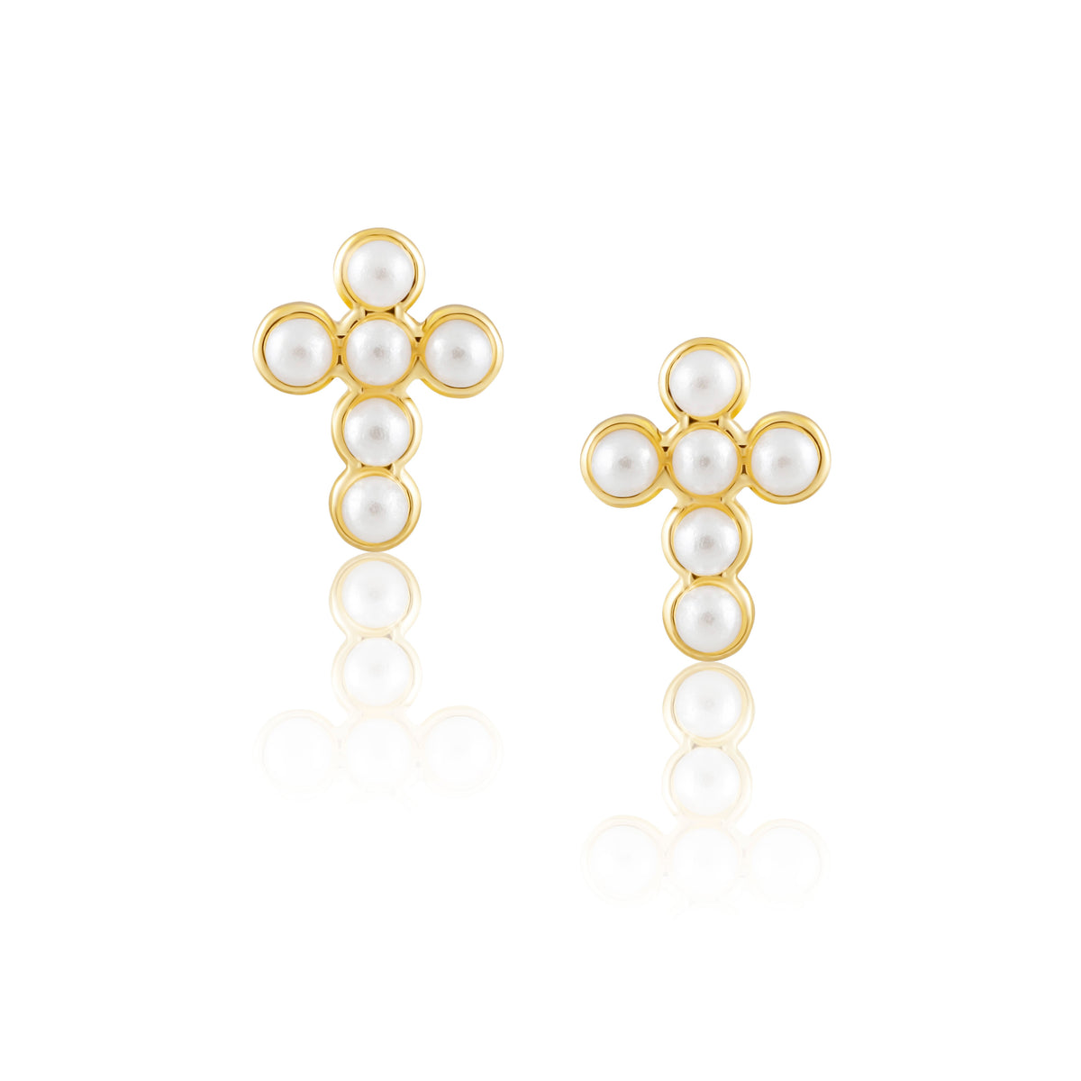 Mini Pearl Cross Studs Main image