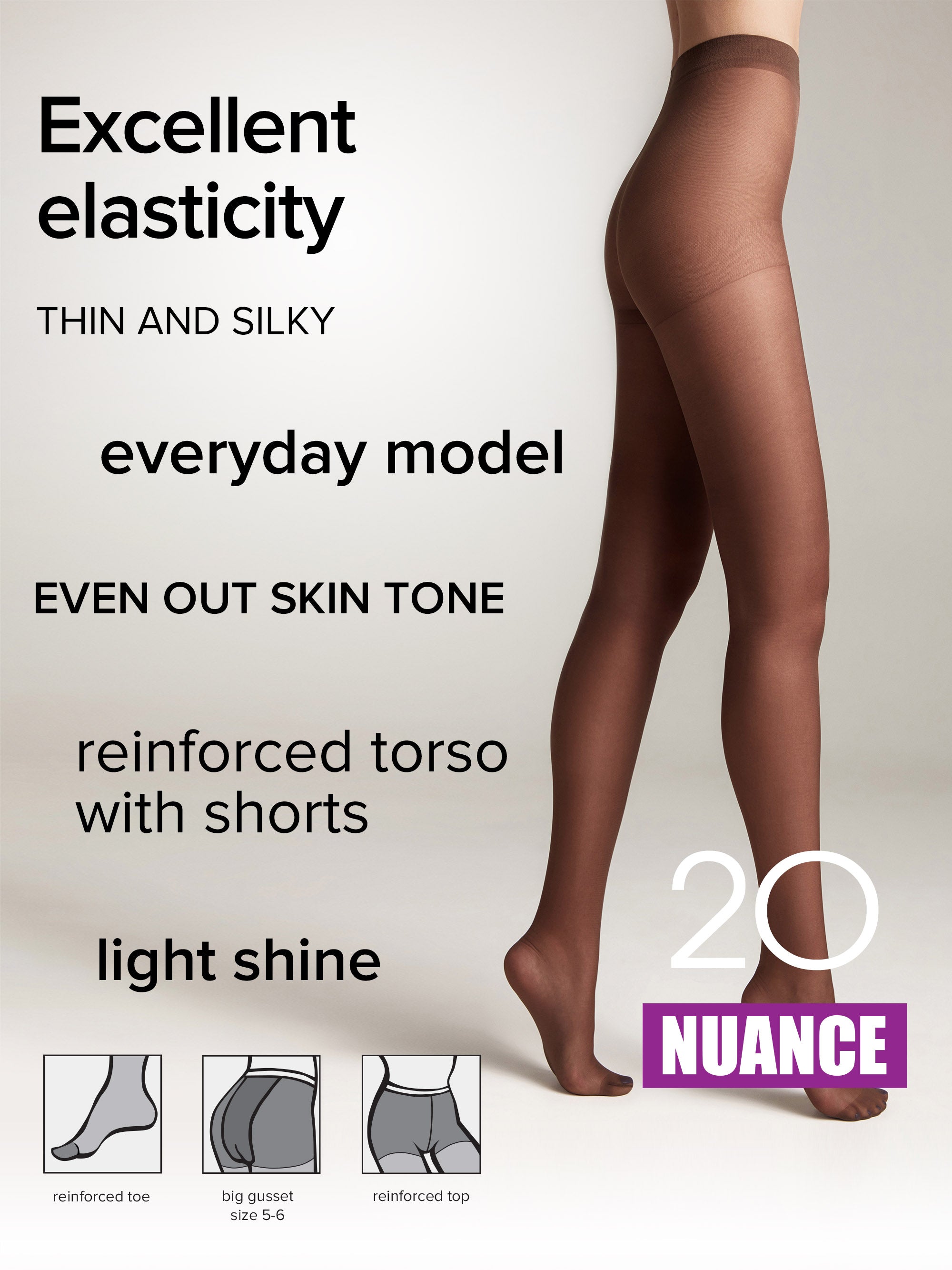 Tights Conte Nuance 20 Den - Reinforced Shorts Secondary image