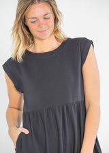 Olivia A-line Solid Midi Dress