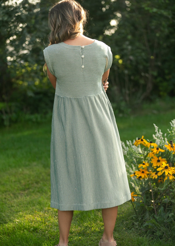 Olivia Green A-line Striped Midi Dress - product image 11